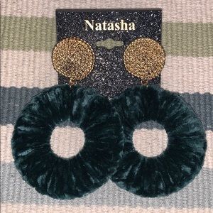 Green Velvet Earrings NWT